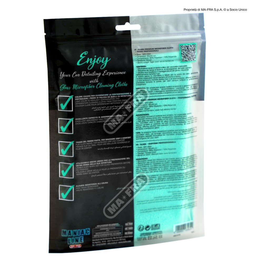 Glass Ultimate Microfiber Cloth panno pulizia vetri Maniac Line