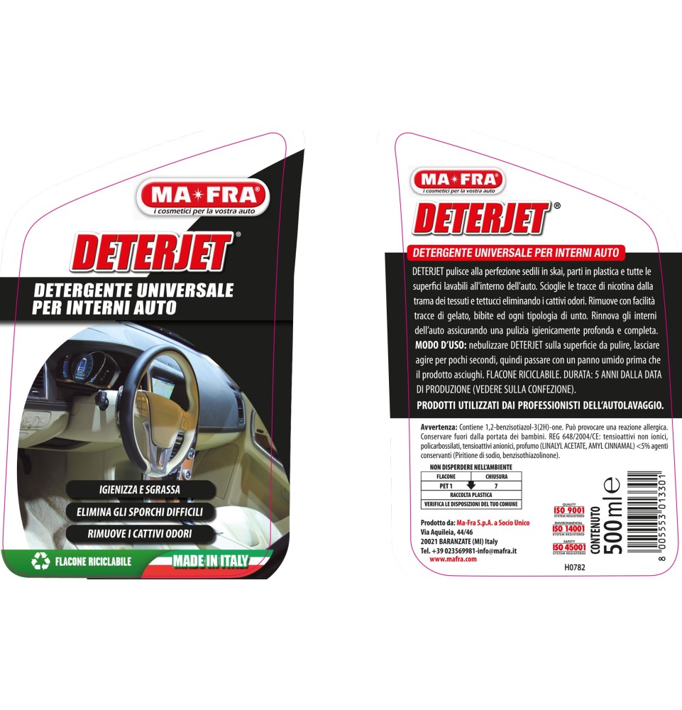 Deterjet è un detergente universale per la pulizia interna dell'auto