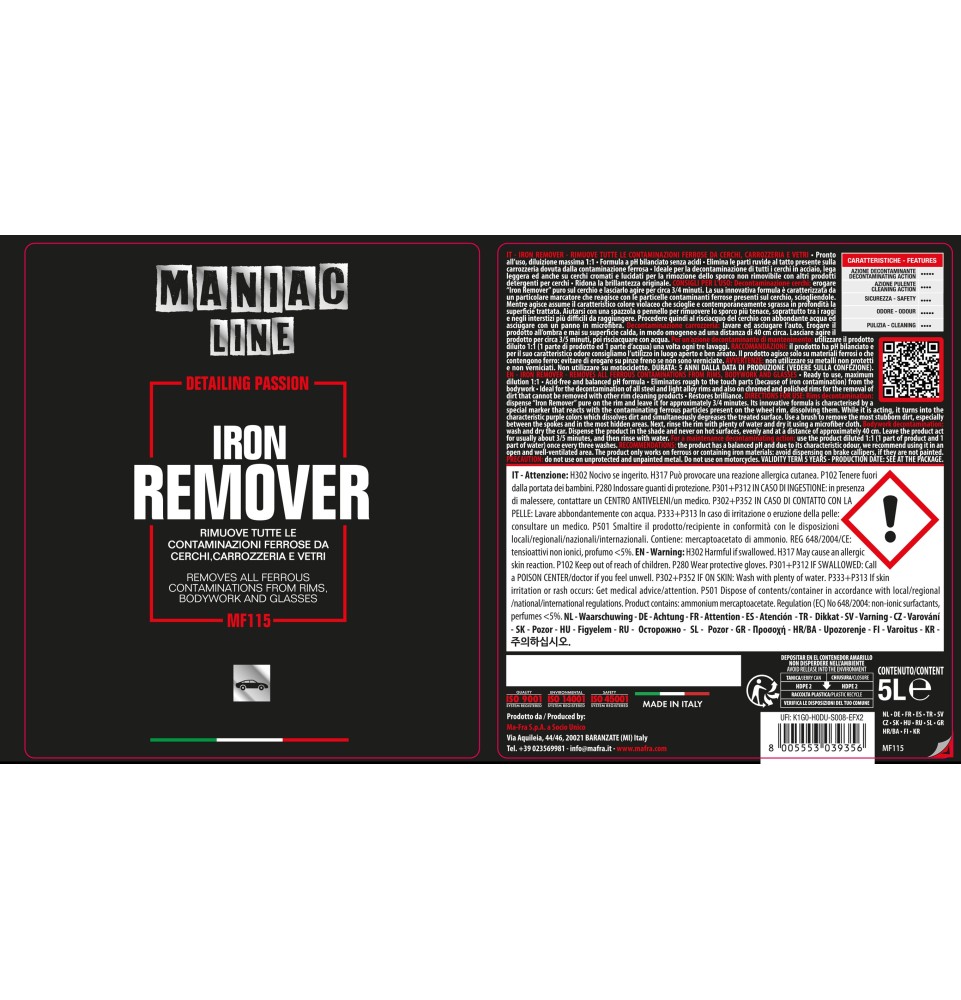 Iron Remover | Decontaminante Ferroso | Maniac Line