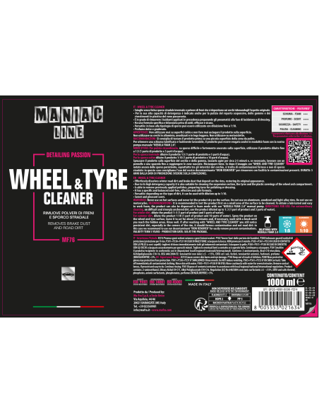 Wheel & Tyre Cleaner Maniac Line| pulitore cerchi professionale