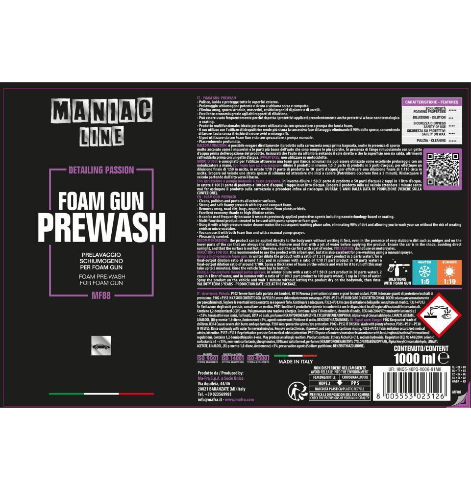 Foam Gun Prewash Maniac Line| prelavaggio schiumogeno auto 2
