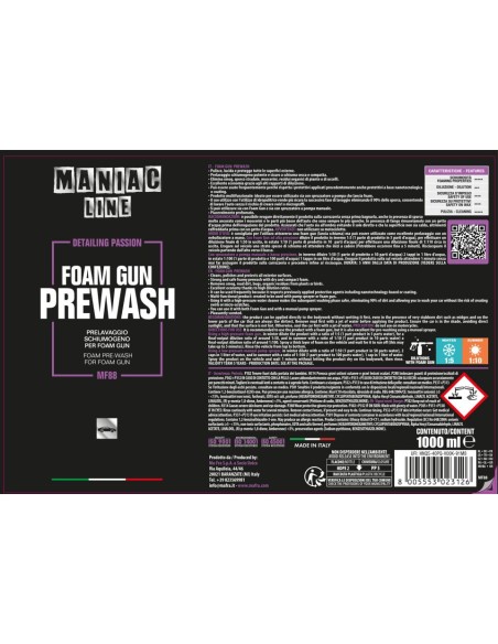 Foam Gun Prewash Maniac Line| prelavaggio schiumogeno auto