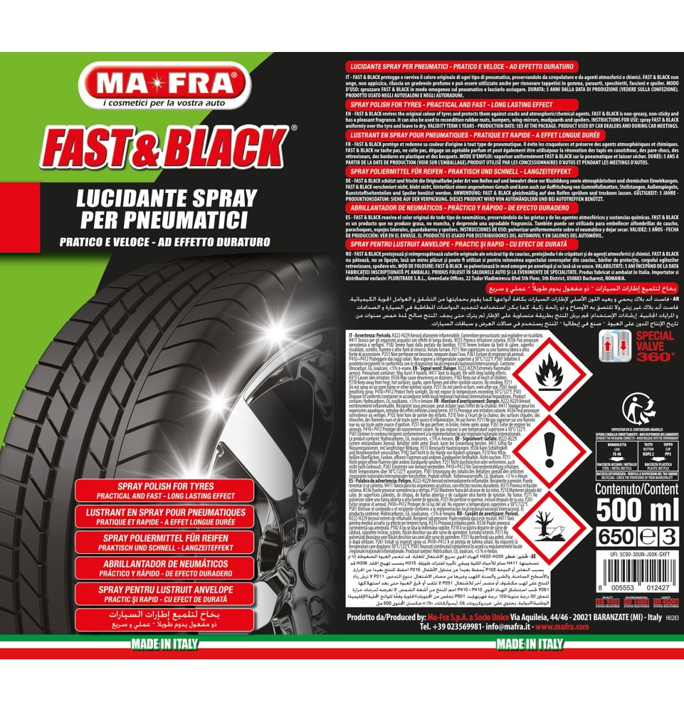 Fast & Black 500ml lucidante spray per pneumatici