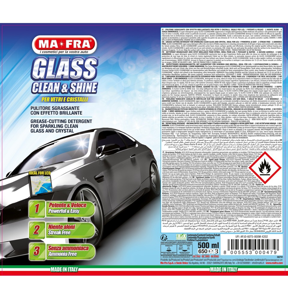 Glass Clean & Shine pulitore sgrassante per vetri e cristalli auto