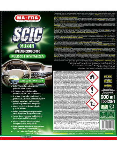 Scic Green prodotto per la pulizia dei cruscotti auto