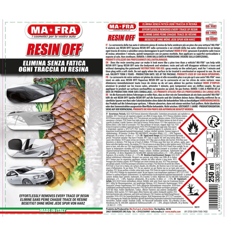 Resin Off elimina ogni traccia di resina dalla carrozzeria