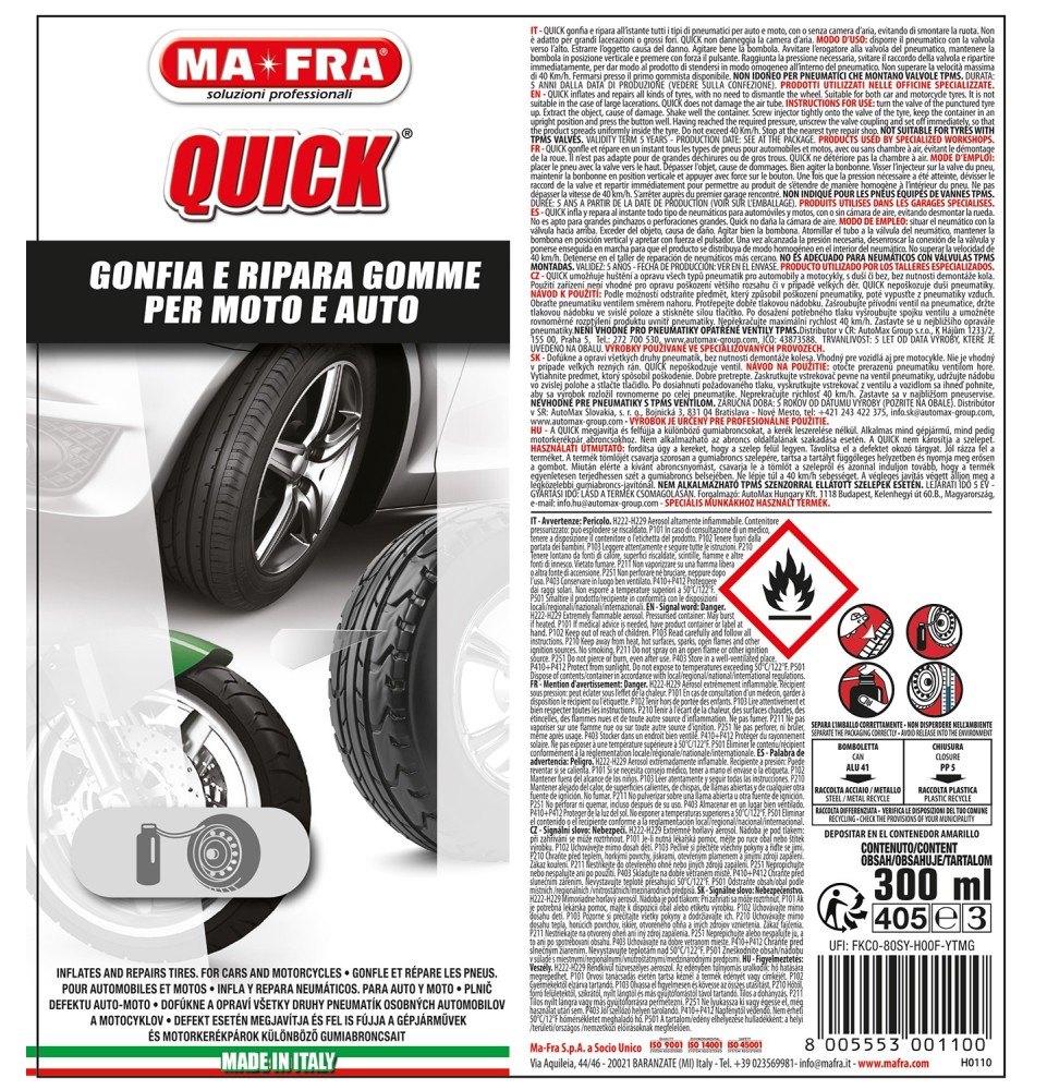 Quick gonfia e ripara gomme in caso di foratura