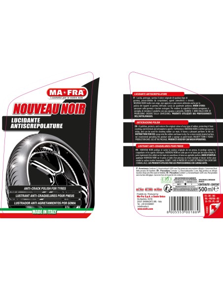 Nouveau Noir lucida e protegge le gomme auto