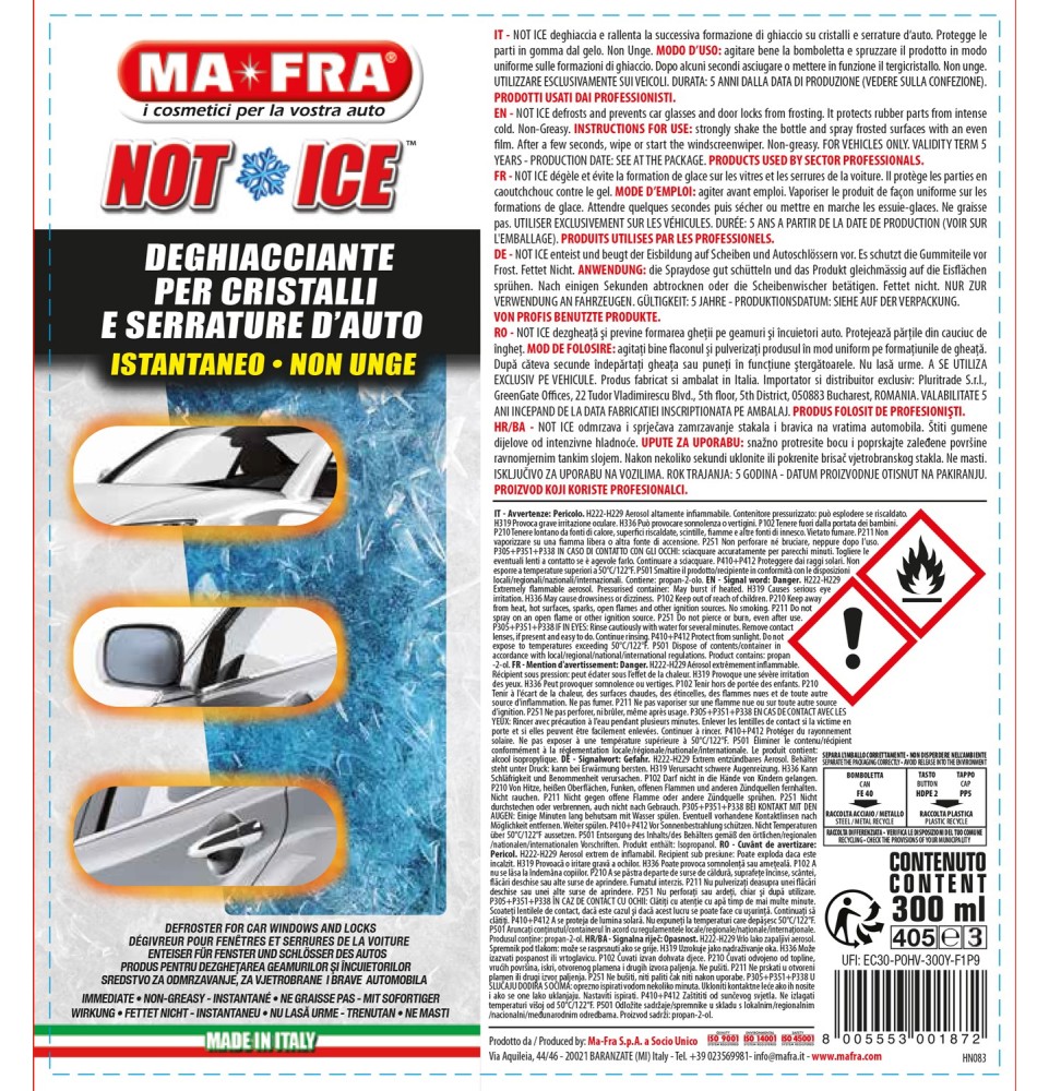 Not Ice Spray | Deghiacciante istantaneo auto | Mafra Shop 2