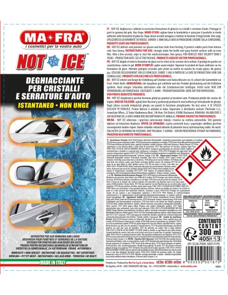 Not Ice Spray | Deghiacciante istantaneo auto | Mafra Shop