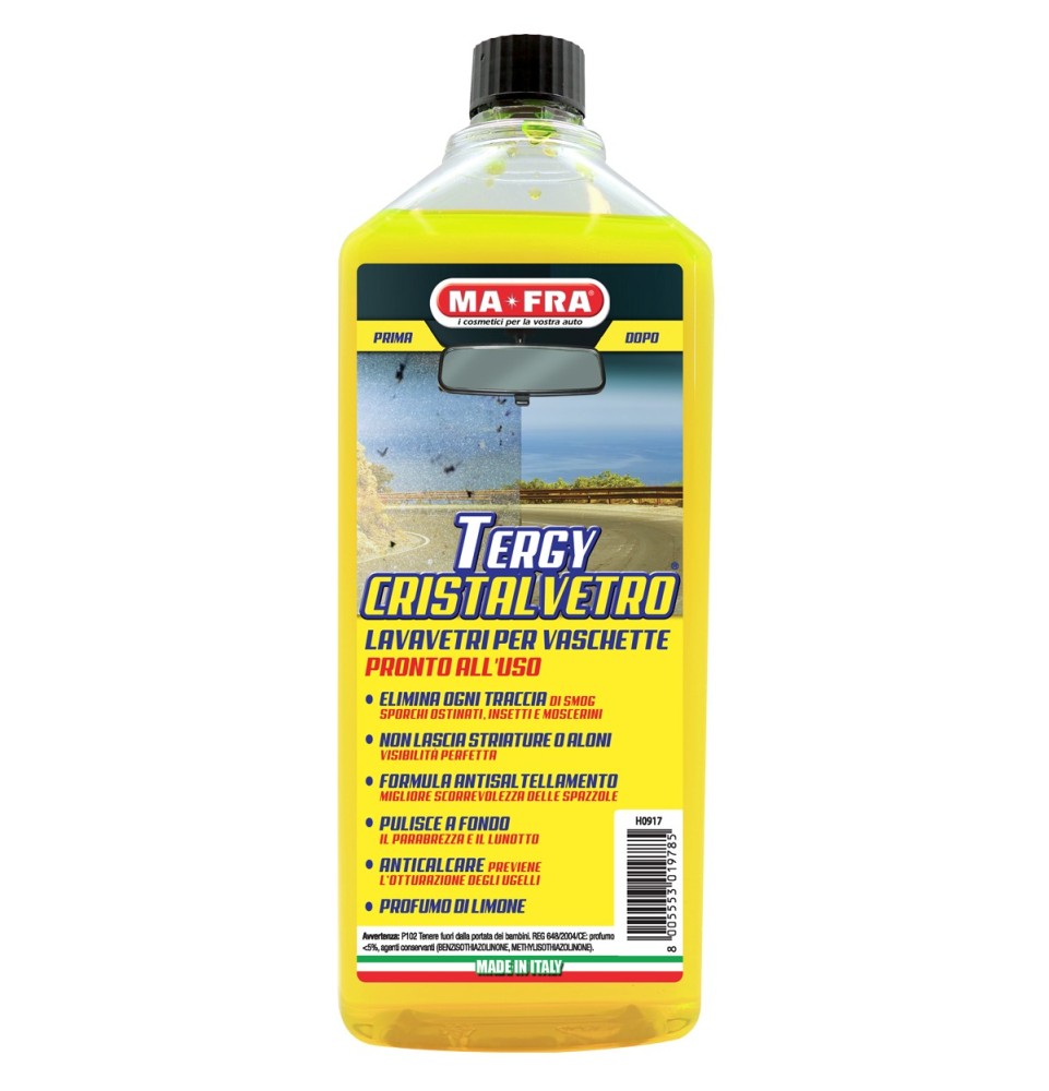 Tergy Cristalvetro 1000ml | Liquido lavavetri per vaschette tergicristallo pronto all'uso | Mafra Shop
