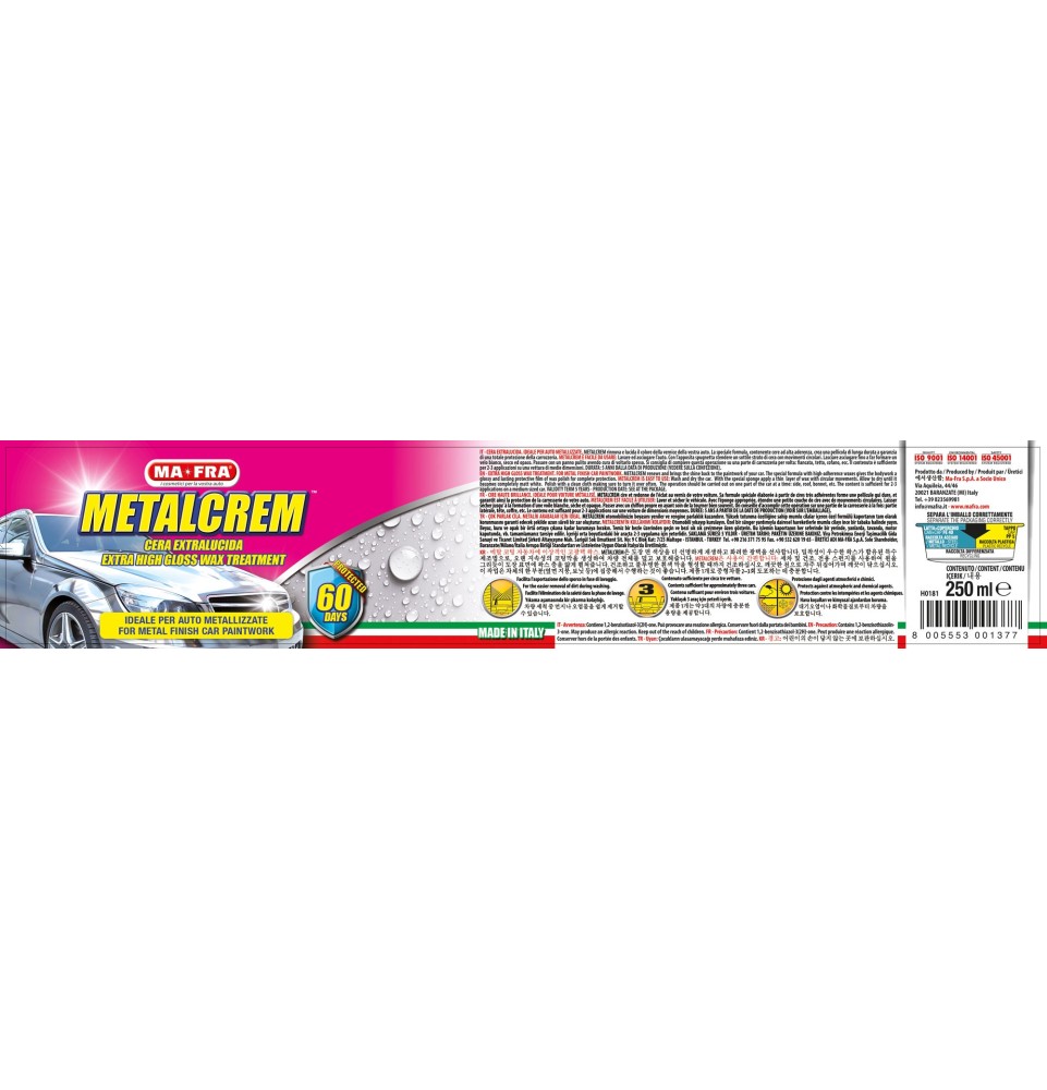 Metalcrem cera extralucida per auto metalizzate