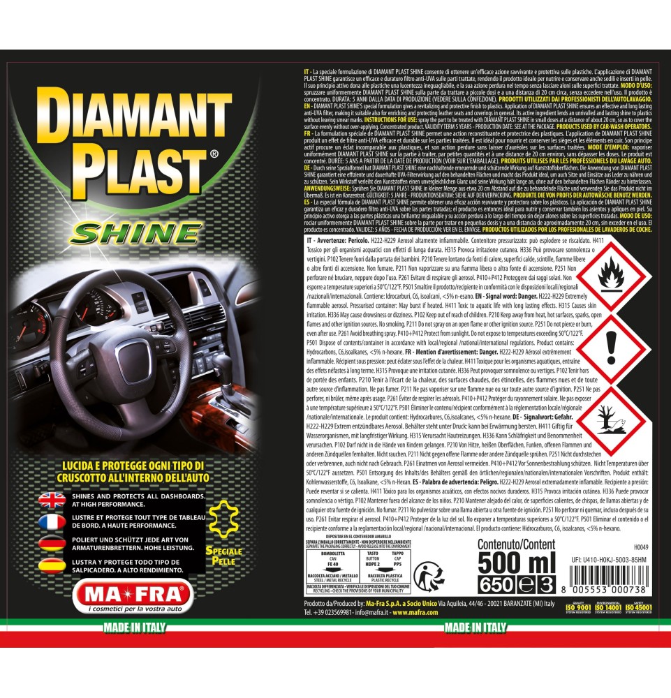 Diamant Plast Shine prodotto per la pulizia dei cruscotti