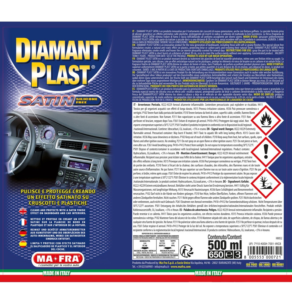 Diamant Plast Satin prodotto per la pulizia degli interni auto