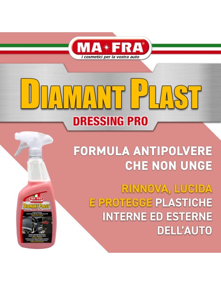 Diamant Plast Dressing Pro 250ml lucida e protegge plastiche interne esterne auto | Mafra Shop