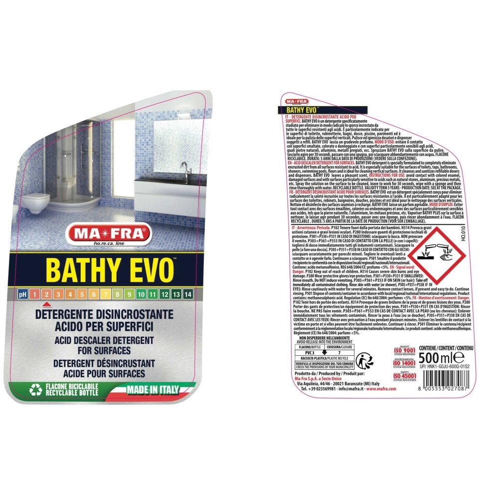 Bathy Evo 500ml | Detergente disincrostante per superfici | Mafra 2