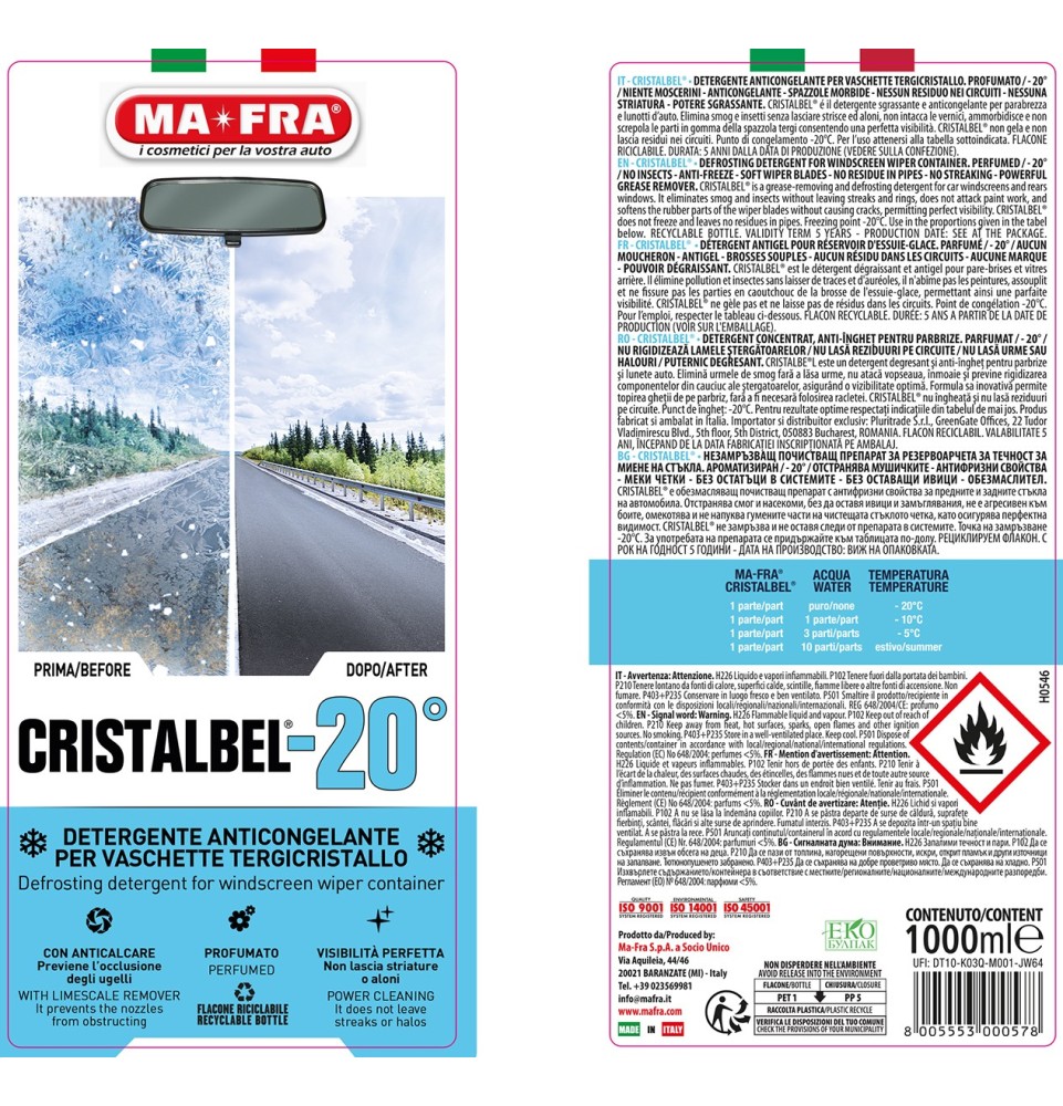 Cristalbel -20° | Liquido anticongelante tergicristalli | Mafra 2