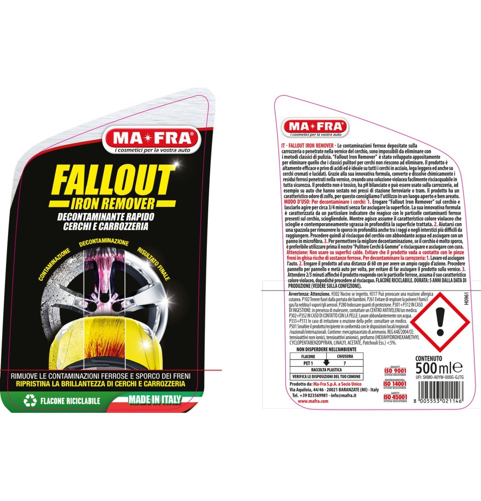 Fallout Iron Remover 500ml | Decontaminante rapido cerchi e carrozzeria | Mafra Shop 2
