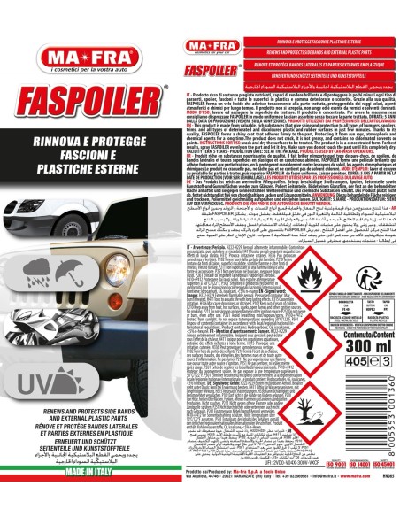 Faspoiler Spray rinnova e protegge paraurti e fascioni auto