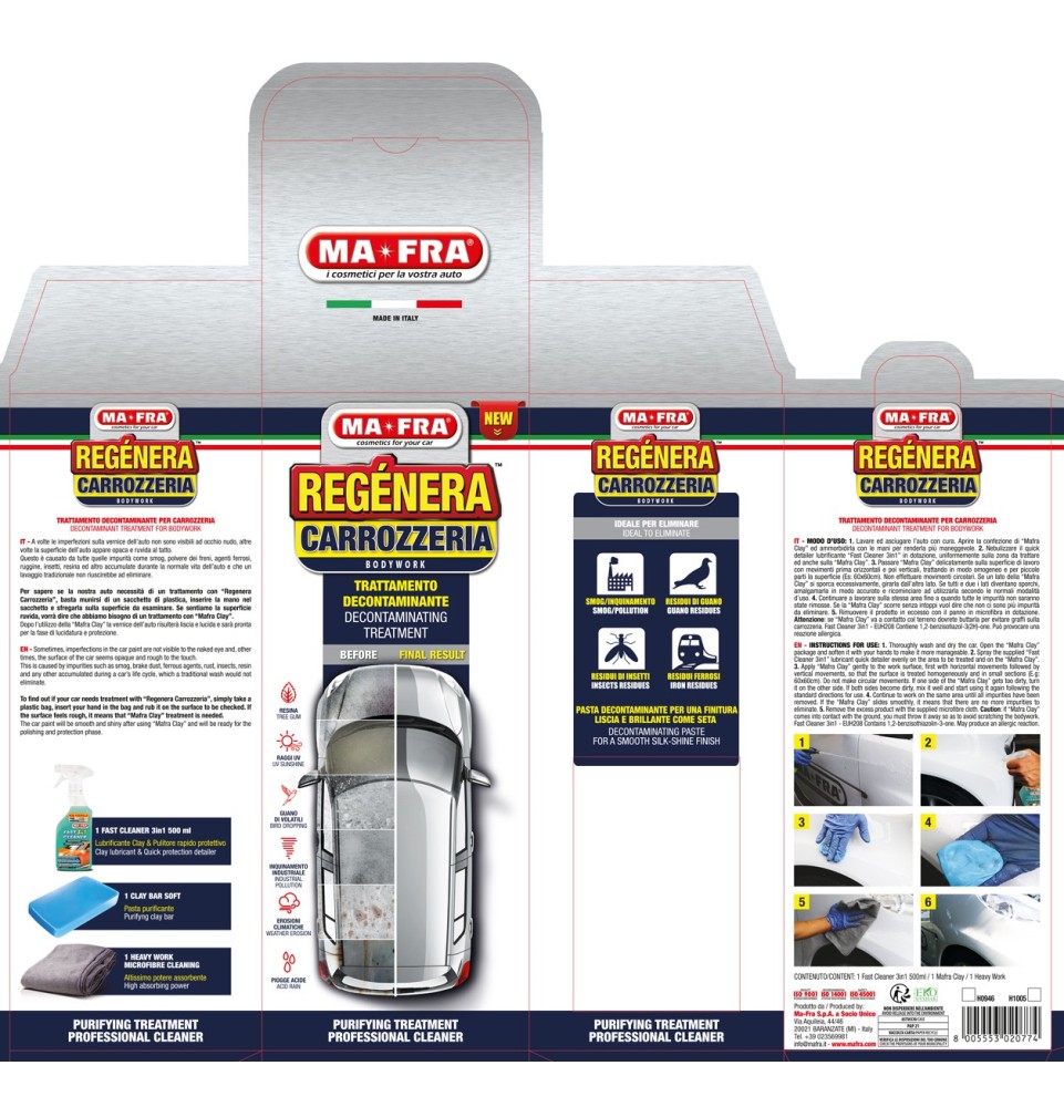 Kit Regénera Carrozzeria by Mafra | Trattamento decontaminate auto