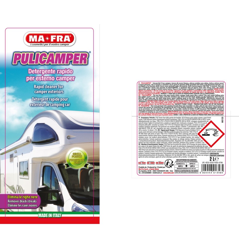 Pulicamper detergente rapido lavaggio esterno camper