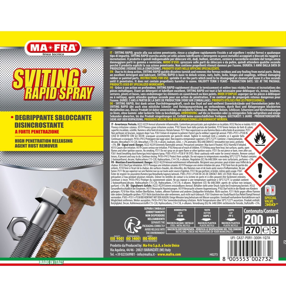 Sviting Rapid | Sbloccante spray rapido e potente | Mafra