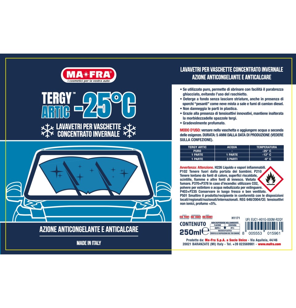 Tergy Artic -25° | Lavavetri invernale pronto all'uso | Mafra