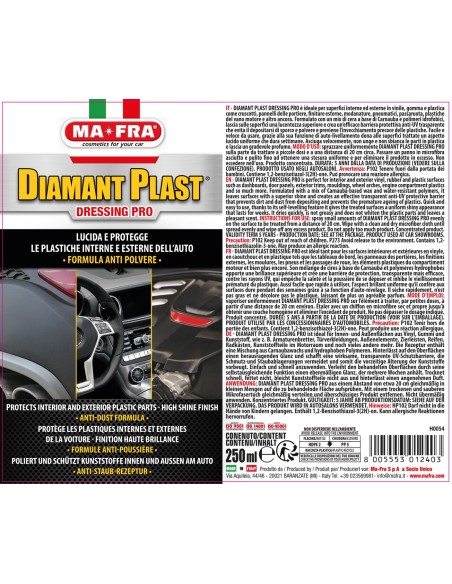 Diamant Plast Dressing Pro 250ml lucida e protegge plastiche interne esterne auto | Mafra Shop