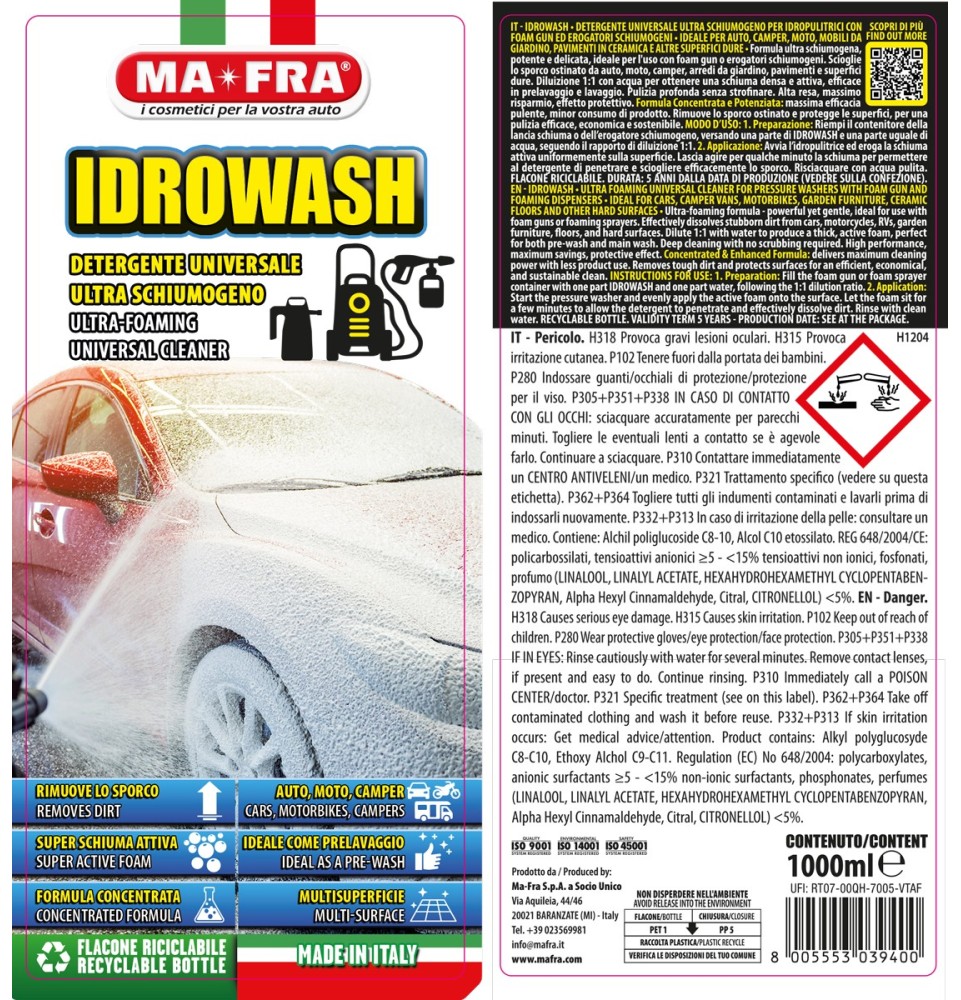 Idrowash Mafra | Detergente schiumogeno per Idropulitrici 2