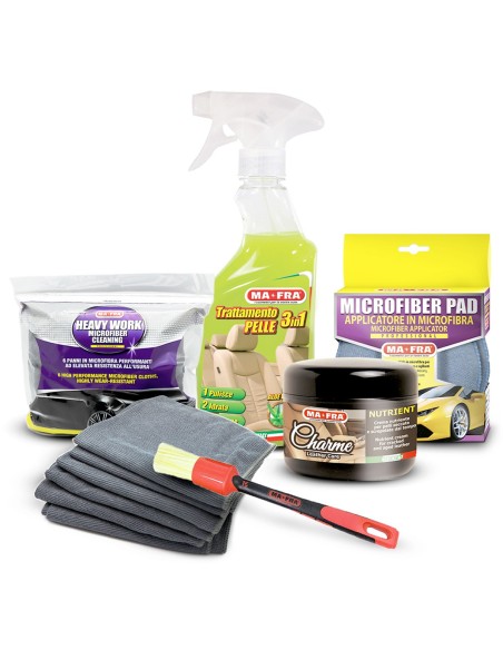 Kit pulizia completa interni in pelle| pulizia completa pelle auto| Mafra
