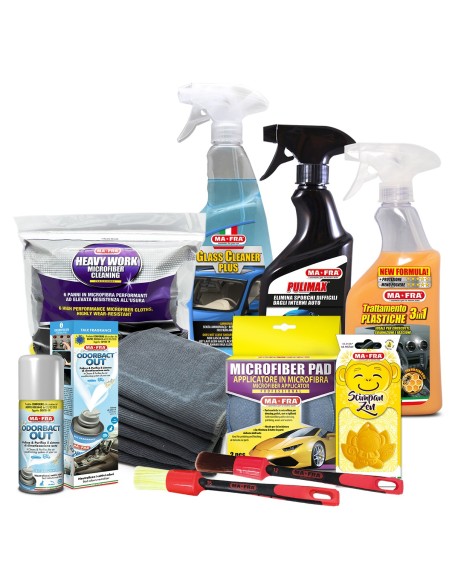 Kit Completo Pulizia Interni Auto abitacolo pulito con Mafra Shop