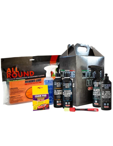 Kit Box Black Lavaggio Interni Maniac Line | Kit completo pulizia interni auto