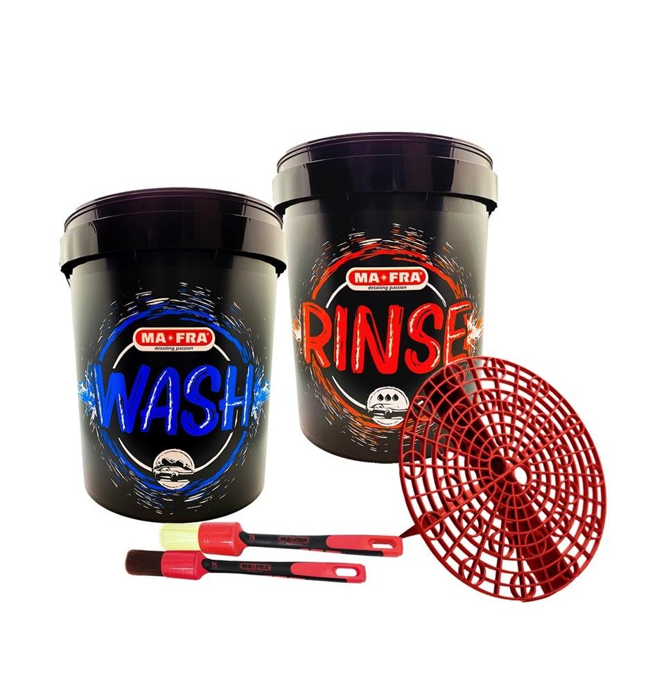 Kit Lavaggio Doppio Secchio Completo  | Attrezzatura completa per lavaggio auto | Mafra