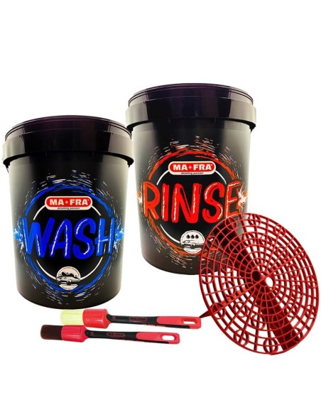Kit Lavaggio Doppio Secchio Completo  | Attrezzatura completa per lavaggio auto | Mafra