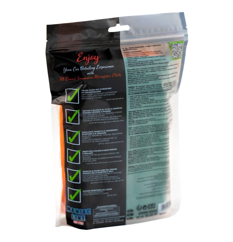 All Round panni microfibra pulizia superfici auto Maniac Line