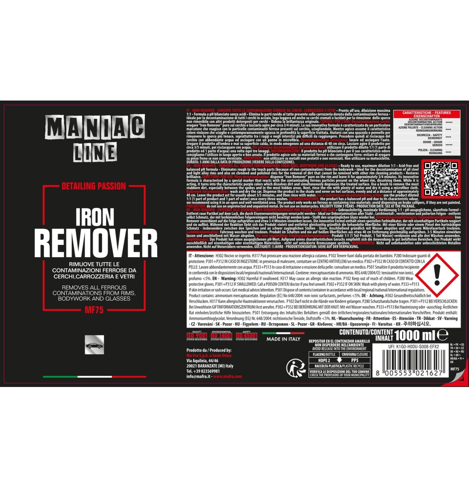 Iron Remover | Decontaminante Ferroso | Maniac Line 2